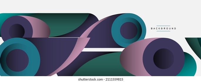 Abstract background. Minimal geometric circles and round style shapes with deep shadow effects. Trendy technology business template for wallpaper banner or background