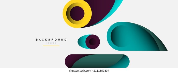 Abstract background. Minimal geometric circles and round style shapes with deep shadow effects. Trendy technology business template for wallpaper banner or background