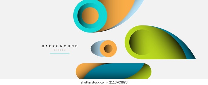 Abstract background. Minimal geometric circles and round style shapes with deep shadow effects. Trendy technology business template for wallpaper banner or background