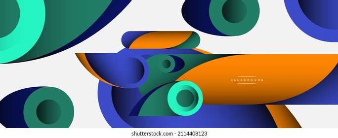 Antecedentes abstractos. círculos geométricos mínimos y formas redondeadas con efectos de sombra profundos. Plantilla de negocios de tecnología moderna para banner o fondo de papel tapiz
