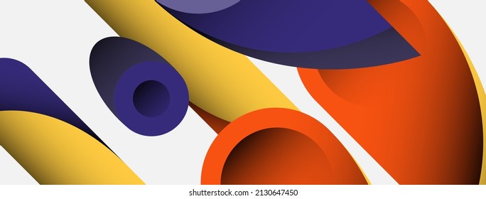 Abstract background. Minimal geometric circles and round style shapes with deep shadow effects. Trendy technology business template for wallpaper banner or background