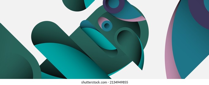 Abstract background. Minimal geometric circles and round style shapes with deep shadow effects. Trendy technology business template for wallpaper banner or background