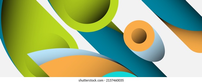Abstract background. Minimal geometric circles and round style shapes with deep shadow effects. Trendy technology business template for wallpaper banner or background