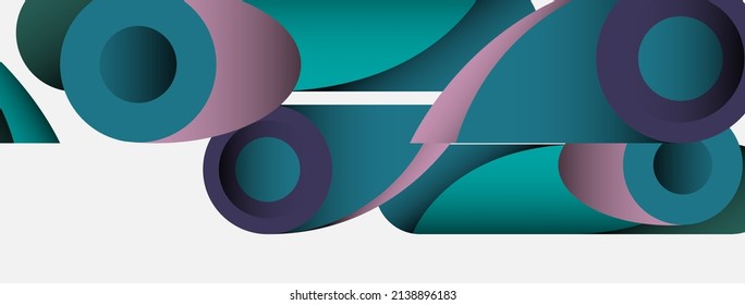 Abstract background. Minimal geometric circles and round style shapes with deep shadow effects. Trendy technology business template for wallpaper banner or background