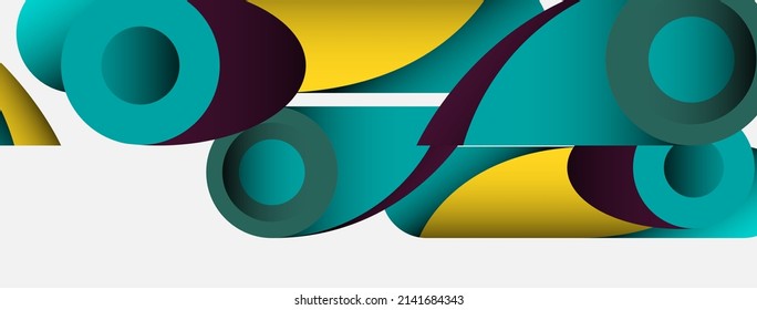 Abstract background. Minimal geometric circles and round style shapes with deep shadow effects. Trendy technology business template for wallpaper banner or background