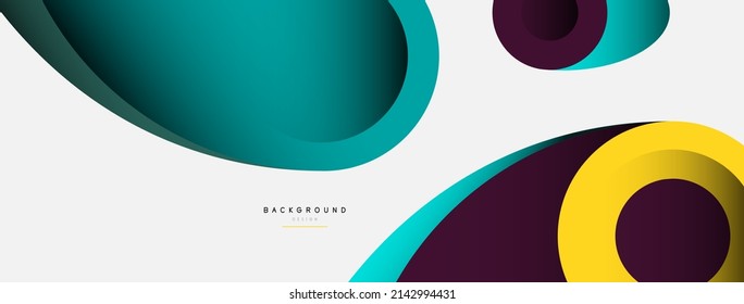 Abstract background. Minimal geometric circles and round style shapes with deep shadow effects. Trendy technology business template for wallpaper banner or background