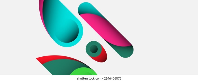 Abstract background. Minimal geometric circles and round style shapes with deep shadow effects. Trendy technology business template for wallpaper banner or background
