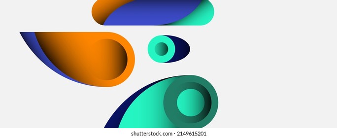 Abstract background. Minimal geometric circles and round style shapes with deep shadow effects. Trendy technology business template for wallpaper banner or background