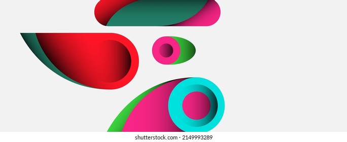 Abstract background. Minimal geometric circles and round style shapes with deep shadow effects. Trendy technology business template for wallpaper banner or background