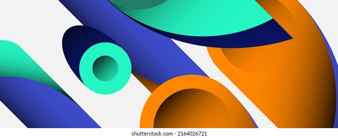 Antecedentes abstractos. círculos geométricos mínimos y formas redondeadas con efectos de sombra profundos. Plantilla de negocios de tecnología moderna para banner o fondo de papel tapiz