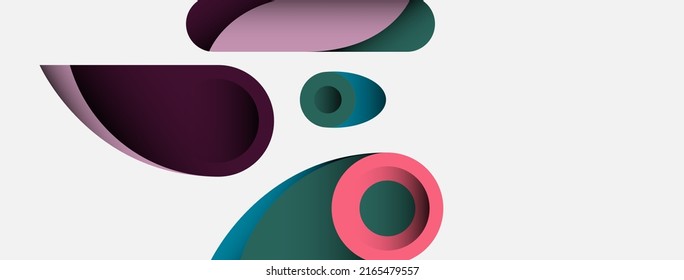 Abstract background. Minimal geometric circles and round style shapes with deep shadow effects. Trendy technology business template for wallpaper banner or background