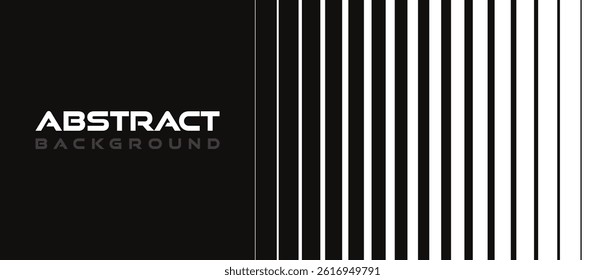 Abstract background in minimal style with lines nested vertically. Striped transition mask from thick to thin from white to black. Geometric backdrop in monochrome style. Vector illustration