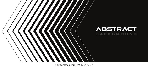 Abstract background in minimal style with lines in arrow form. Striped transition mask from thick to thin from white to black. Trendy geometric backdrop in monochrome style. Vector illustration