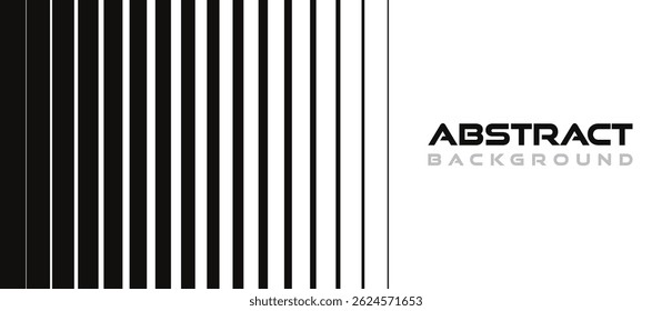 Fondo Abstractas en estilo minimalista con líneas anidadas verticalmente. Máscara de transición rayada de gruesa a delgada de blanca a negra. Fondo geométrico en estilo monocromo. Ilustración vectorial