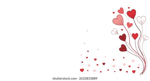 Estilo mínimo de fundo abstrato no dia dos namorados com corações vermelhos e rosa