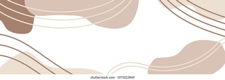 Abstract background in minimal trendy style. Beige desihn layout template with copy space for text. Minimalist vector illustration. 