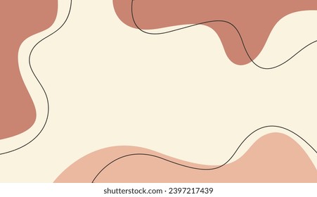 Abstract background minimalist, hand drawn with wavy lines and organic shapes in different shades of brown. simple trendy flat vector illustration