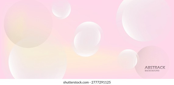abstract background, minimalist pink and yellow gradations, circle effect with large transparent circles, smooth blending colors, and soft glowing atmosphere