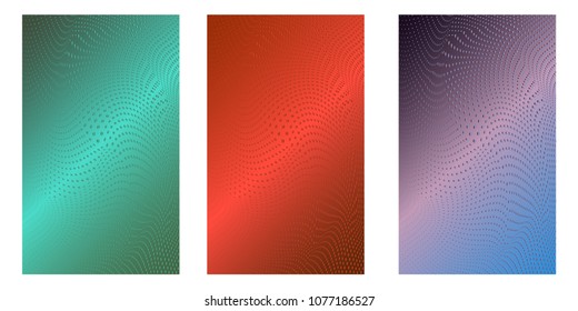 Abstract background. Minimalistic cover design templates. Set of layouts for covers of books, phones,albums, notebooks, reports, magazines. Line halftone gradient effect. Geometric mock-up texture