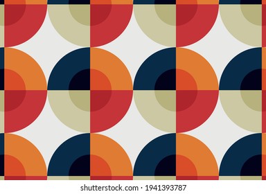 Abstract background of minimalistic Scandinavian style artwork with simple circular shapes and figures