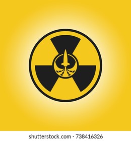 Abstract background missile threat. Rocket and radiation background.