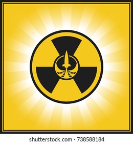 Abstract background missile threat. Rocket and radiation background.