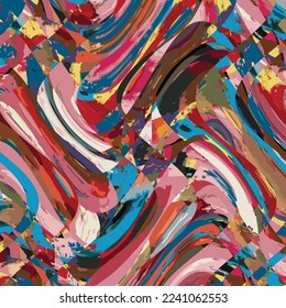 Fondo abstracto con colores mezclados. pintura acrílica. efecto de líneas onduladas. fondo vectorial pintado de colores vivos. acuarela arte, afiche, patrón geométrico, pañuelo, tela textil, ropa, etc.