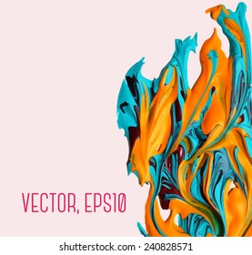 Abstract background with mixed colors. Acrylic paint. Dense, three-dimensional effect. For your design.