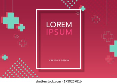 Abstract background mixed with dots, lines and plus marks makes it look contemporary.