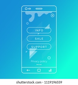 Abstract background for mobile applications. Linear illustration of a smartphone. Vector illustration