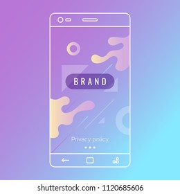 Abstract background for mobile applications. Linear illustration of a smartphone. Vector illustration