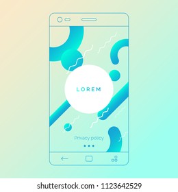 Abstract background for mobile applications. Linear illustration of a smartphone. Vector illustration