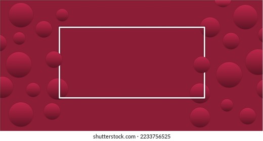 Abstract background with  mock up square in the middle and viva magenta balls flying around. Vector illustration