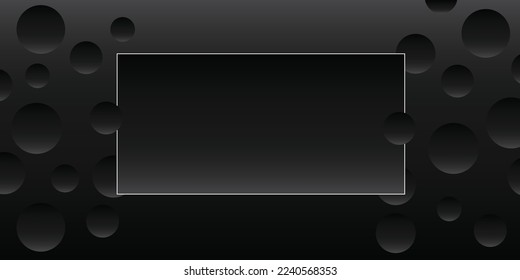 Fondo abstracto con un cuadrado de imitación en las bolas medias y negras volando alrededor. Ilustración del vector