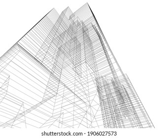 Abstract background of modern architecture 3d