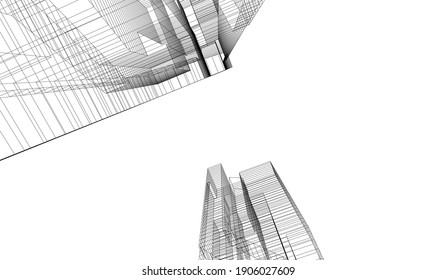 Abstract background of modern architecture 3d