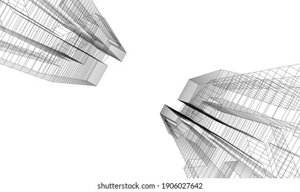 Abstract background of modern architecture 3d