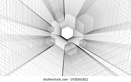 Resumen del fondo de la arquitectura moderna 3d