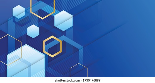 Abstract background modern blue futuristic graphic. Light blue decoration with gold stripes. Vector abstract background texture design, bright poster, banner yellow and blue background