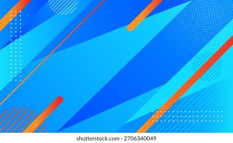 Abstract background with modern blue and orange geometric shapes and patterns.