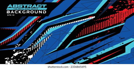 abstract background modern car decal wrap grunge splash geometric stripe design blue red racing sport pattern