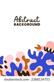 Abstract background, modern card design with fluid geometric shapes, trendy elements in minimalist style. Poster template, random natural organic flowing forms, blobs. Flat vector illustration