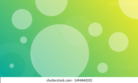 Abstract background with modern design style. With a variety of transparent element patterns. Circle element with a gradation green background. Used for landing page websites or banners.