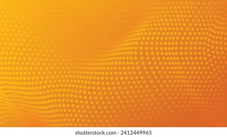 abstract background with modern dots wavy pattern on orange color gradient 