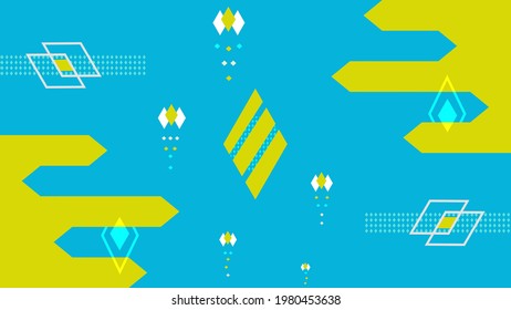 Abstract background modern dynamic shapes composition. Blue background with yellow shapes. Connection structure. Science, Futuristic polygonal , Triangular Background Wallpaper. 