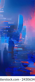 Abstract background modern futuristic graphic. Pink, Blue neon chaotic background . Vector abstract texture design, bright poster, banner yellow and blue background. Abstract vector illustration.