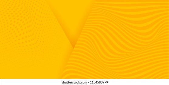 Abstract background modern hipster futuristic graphic with illusion. Yellow background with the illusion of waves texture. Vector illustration.