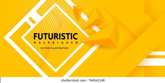 Abstract background modern hipster futuristic graphic. Yellow background with white stripes. Vector illustration.