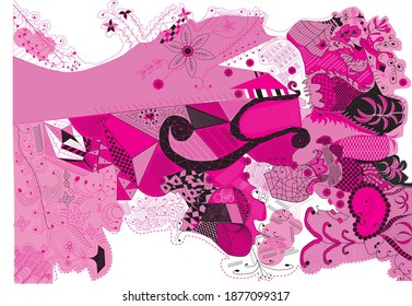 Abstract background modern hipster  graphic. white background with stripes black, pink. Vector abstract background texture design, bright poster, banner pink and black background Vector illustration.
