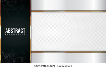 Abstract Background with Modern and Luxury Style of Gold, Silver, White, and Black Color Combination. Designed for web, banner,background,wallpaper,presentation,cover,etc. Suitable for your business